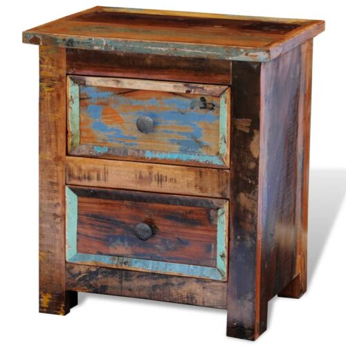 Nightstand with 2 Drawers Solid Reclaimed Wood - Image 4