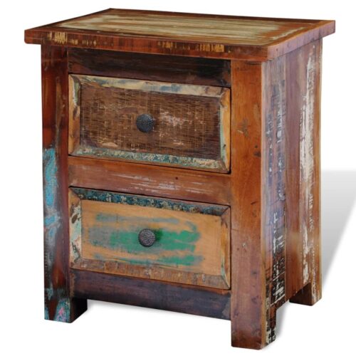 Nightstand with 2 Drawers Solid Reclaimed Wood - Image 5