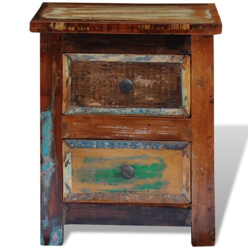 Nightstand with 2 Drawers Solid Reclaimed Wood - Image 6
