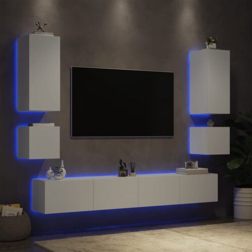 6-Piece TV Wall Cabinets with LED White - Image 4