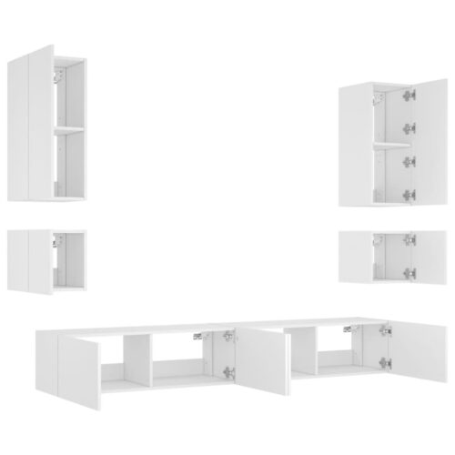 6-Piece TV Wall Cabinets with LED White - Image 6