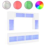 6-Piece TV Wall Cabinet Set with LED Lights White