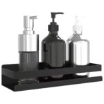 Wall-Mounted Bathroom Caddy Shower Bath Storage Rack Shelf Organizer Matt Black