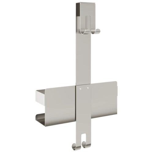 Over Door Shower Caddy Bathroom Storage Rack Hooks Holder Organizer Shelf Bath Brushed Stainless Steel - Image 6