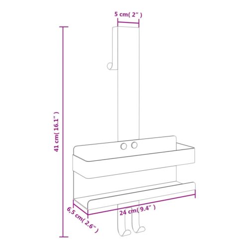Over Door Shower Caddy Bathroom Storage Rack Hooks Holder Organizer Shelf Bath Brushed Stainless Steel - Image 9