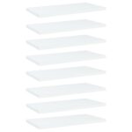 Bookshelf Boards 8pcs White 40x20x1.5cm Engineered Wood