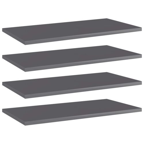 Bookshelf Boards 4pcs High Gloss Grey 60x30x1.5cm Engineered Wood