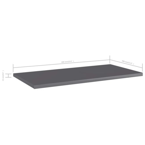 Bookshelf Boards 4pcs High Gloss Grey 60x30x1.5cm Engineered Wood - Image 5