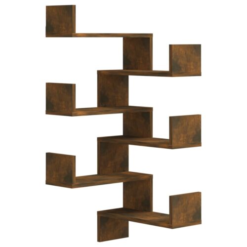 Wall Corner Shelves 2pcs Smoked Oak 40x40x50cm Engineered Wood