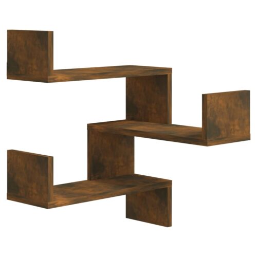 Wall Corner Shelves 2pcs Smoked Oak 40x40x50cm Engineered Wood - Image 3