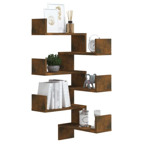 Wall Corner Shelves 2pcs Smoked Oak 40x40x50cm Engineered Wood - Image 7