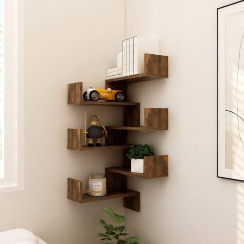 Wall Corner Shelves 2pcs Smoked Oak 40x40x50cm Engineered Wood - Image 8