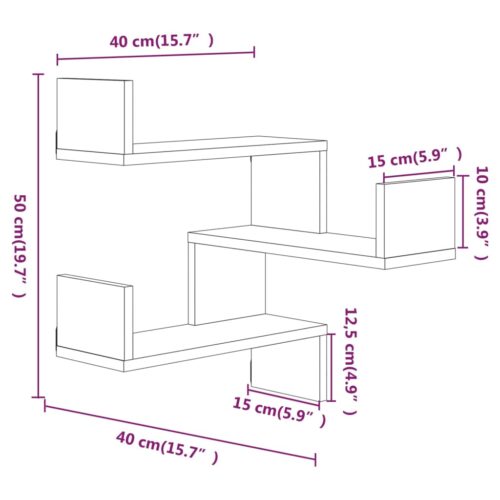Wall Corner Shelves 2pcs Smoked Oak 40x40x50cm Engineered Wood - Image 9