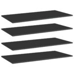 Bookshelf Boards 4pcs High Gloss Black 80x20x1.5cm Engineered Wood
