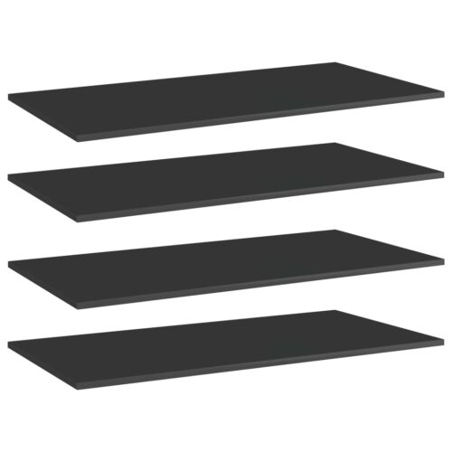Bookshelf Boards 4pcs High Gloss Black 80x20x1.5cm Engineered Wood