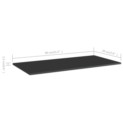Bookshelf Boards 4pcs High Gloss Black 80x20x1.5cm Engineered Wood - Image 5