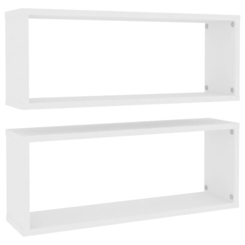 Wall Cube Shelves 2pcs White 60x15x23cm Engineered Wood - Image 2