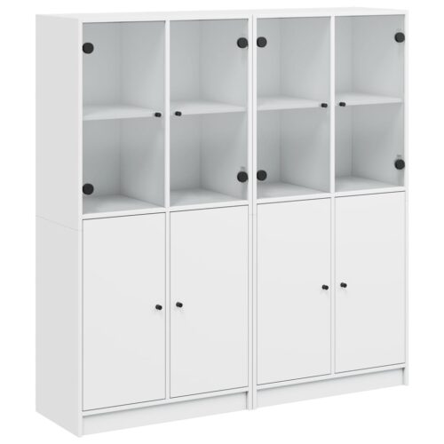 vidaXL Bookcase with Doors White 136x37x142 cm Engineered Wood - Image 2
