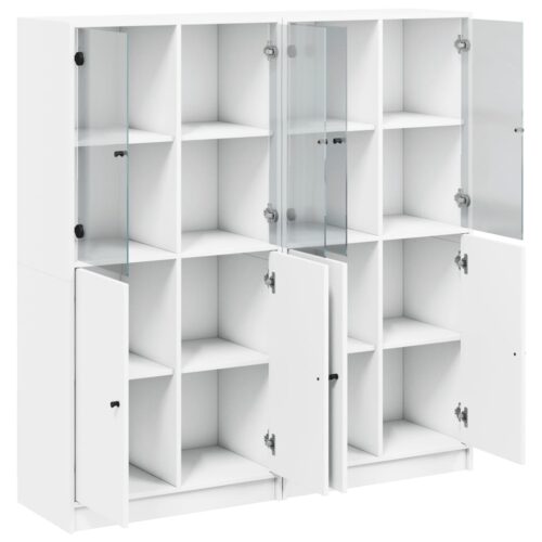 vidaXL Bookcase with Doors White 136x37x142 cm Engineered Wood - Image 6