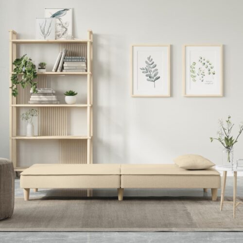 Sofa Bed Cream Fabric - Image 3