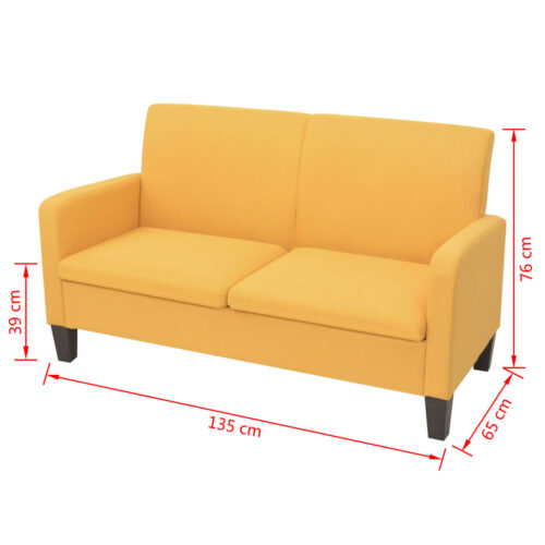 2-Seater Sofa 135x65x76cm Yellow - Image 4