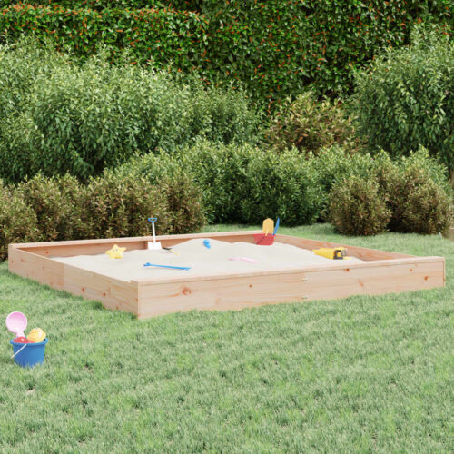vidaXL Sandbox with Seats Square Solid Wood Pine - Image 10