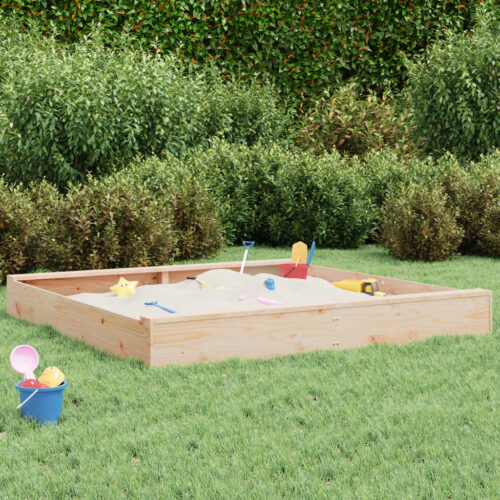 Sandbox with Seats Square Solid Wood Pine - Image 10