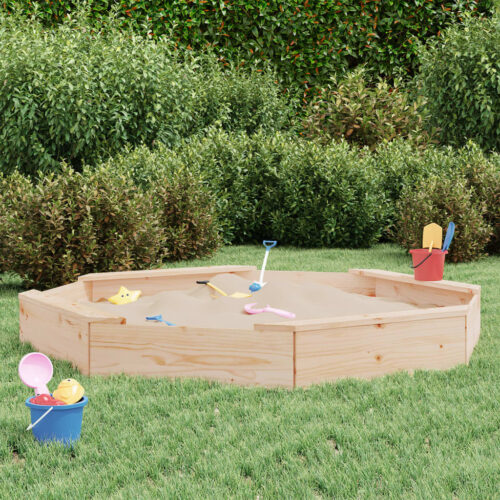 Sandbox with Seats Octagon Solid Wood Pine - Image 10