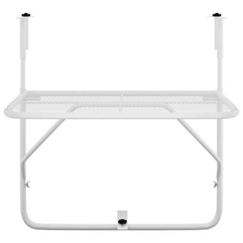 Balcony Table White 60x40cm Steel - Image 3