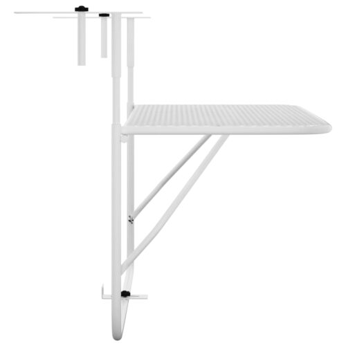 Balcony Table White 60x40cm Steel - Image 4