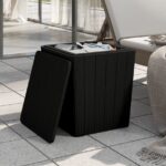 Outdoor Garden Table with Removable Lid Patio Lounge Sofa Storage Stool Black