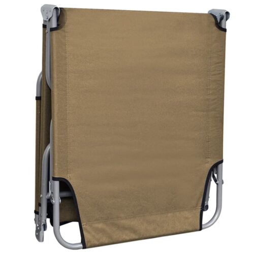 Foldable Sun Lounger with Adjustable Backrest Taupe - Image 4