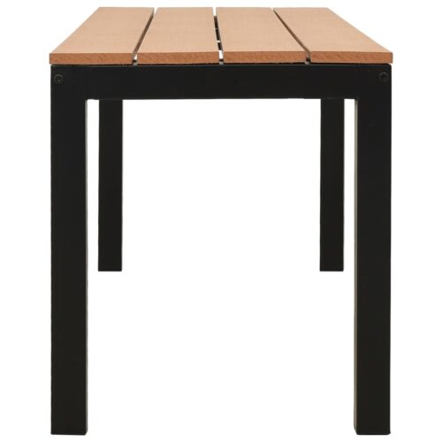 110cm Garden Bench Outdoor Patio Steel Wooden WPC Park Seater Stool Chair Seat - Image 4