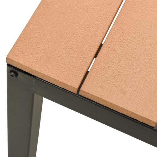 110cm Garden Bench Outdoor Patio Steel Wooden WPC Park Seater Stool Chair Seat - Image 5
