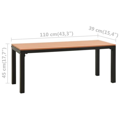 110cm Garden Bench Outdoor Patio Steel Wooden WPC Park Seater Stool Chair Seat - Image 6