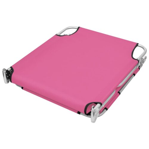 Folding Sun Lounger with Head Cushion Steel Magento Pink - Image 4