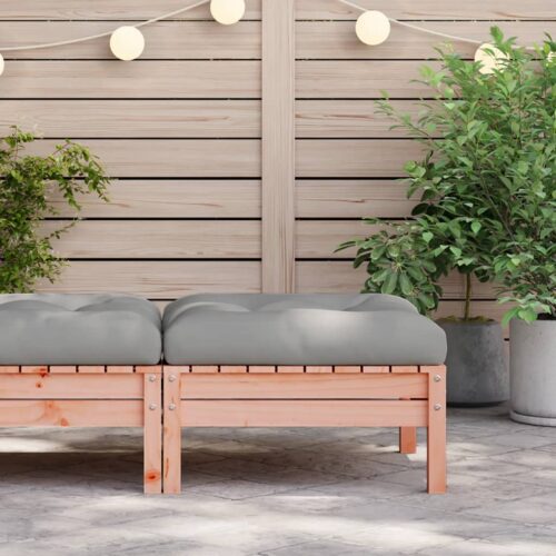 Wood Timber Outdoor Footstool Garden Patio Bench Ottoman Stool Chair Seat Grey - Image 3