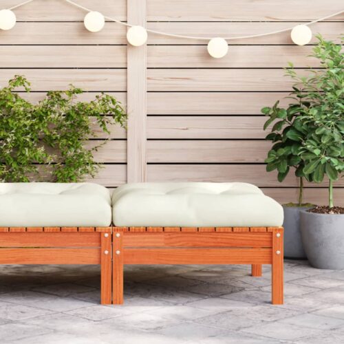 Pine Wood Outdoor Footstool Garden Patio Bench Ottoman Stool Chair Seat - Image 3