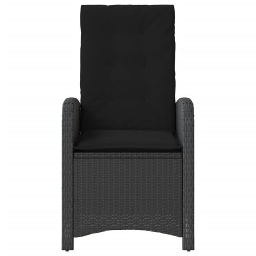 Reclining Garden Chair with Cushions Black Poly Rattan - Image 4