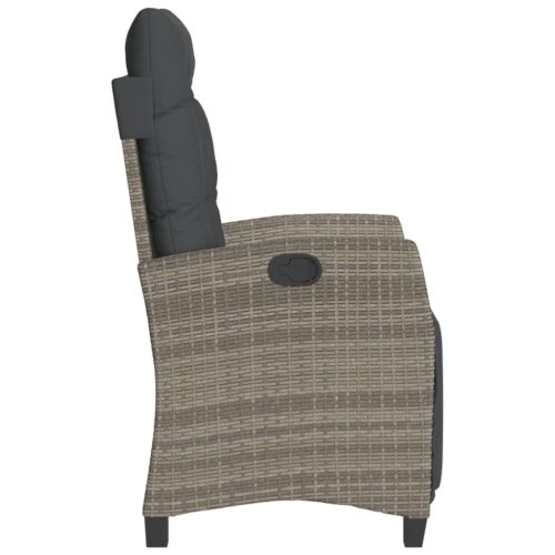 Reclining Garden Chair with Footrest Grey Poly Rattan - Image 5
