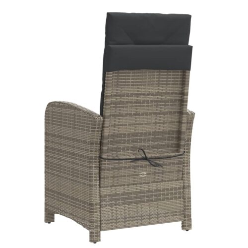 Reclining Garden Chair with Footrest Grey Poly Rattan - Image 6