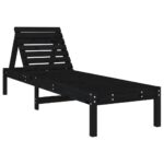 Outdoor Sun Lounger Garden Patio Beach Pool Lounge Recliner Chair Pine Wood Black