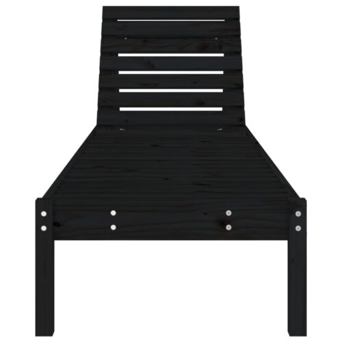 Outdoor Sun Lounger Garden Patio Beach Pool Lounge Recliner Chair Pine Wood Black - Image 3