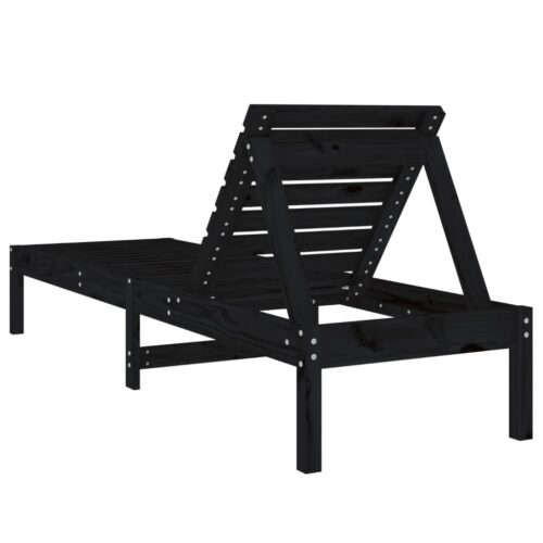 Outdoor Sun Lounger Garden Patio Beach Pool Lounge Recliner Chair Pine Wood Black - Image 5