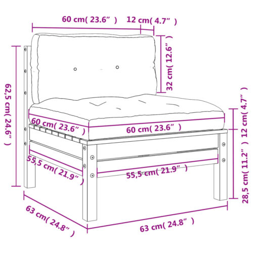 Garden Sofa Armless with Cushions Solid Wood Douglas - Image 8