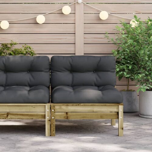 Outdoor Single Sofa Garden Patio Balcony Lounge Seat Cushion Chair PineWood Grey - Image 3