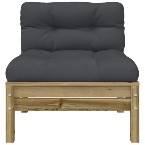 Outdoor Single Sofa Garden Patio Balcony Lounge Seat Cushion Chair PineWood Grey - Image 4