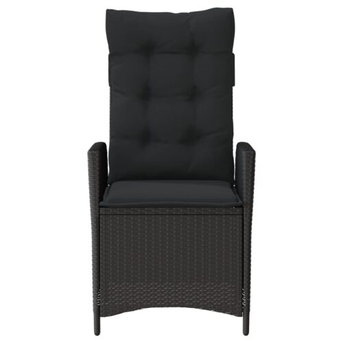 Reclining Garden Chair with Cushions Black Poly Rattan - Image 4