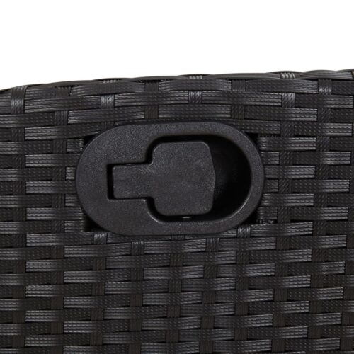 Reclining Garden Chair with Cushions Black Poly Rattan - Image 8