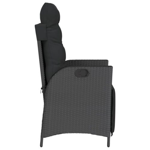Reclining Garden Chair with Footrest Black Poly Rattan - Image 5